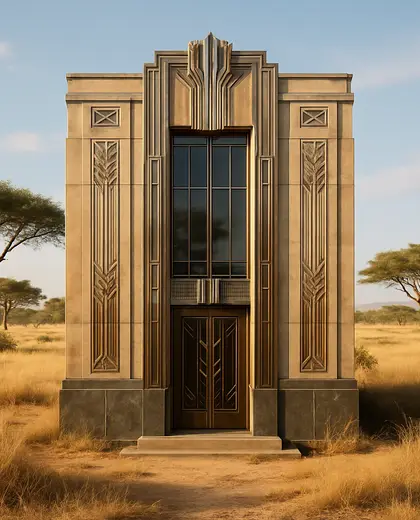 art deco facade — home office (savanna)