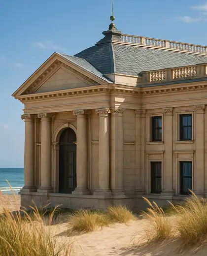neoclassical facade — roof (beach)