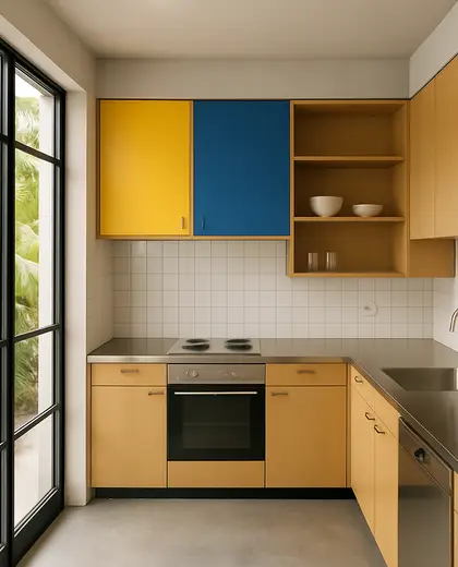 bauhaus condo — small kitchen (tropical)