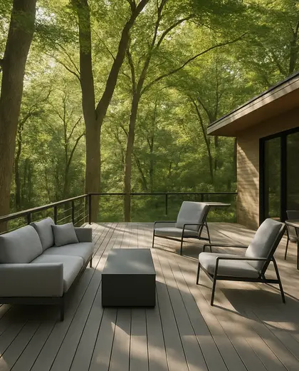 modern backyard — deck (forest)