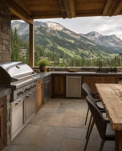 rustic apartment — outdoor kitchen (mountain)