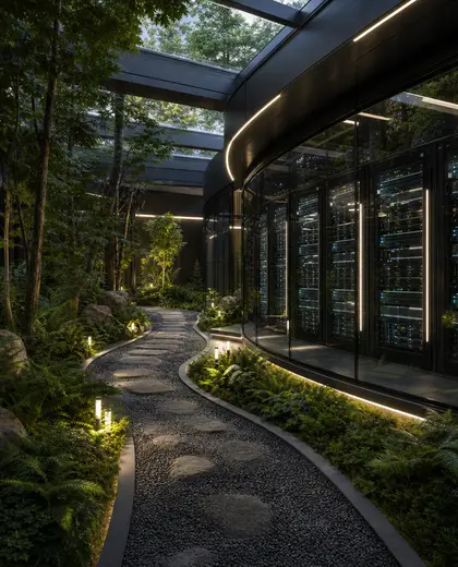 futuristic indoor garden — server room (forest)