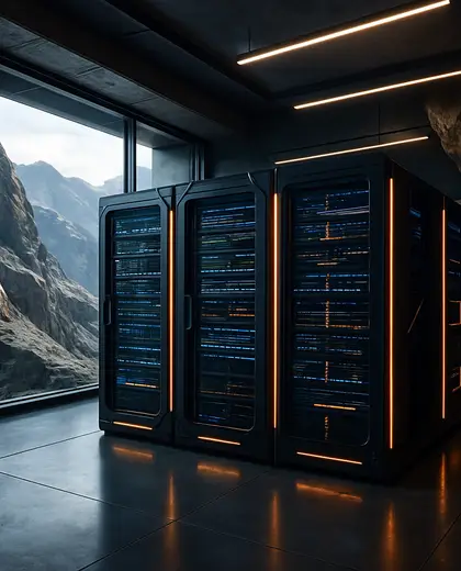 futuristic store — server room (mountain)