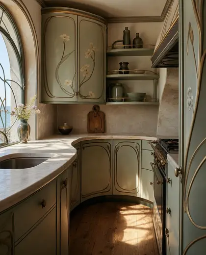 art nouveau store — small kitchen (coastal)