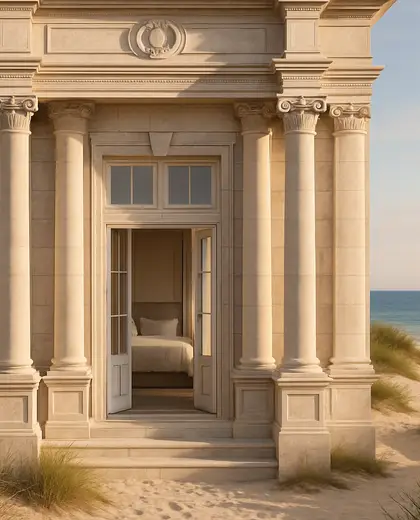 neoclassical facade — bedroom (beach)