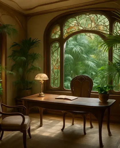 art nouveau salon — study (tropical)