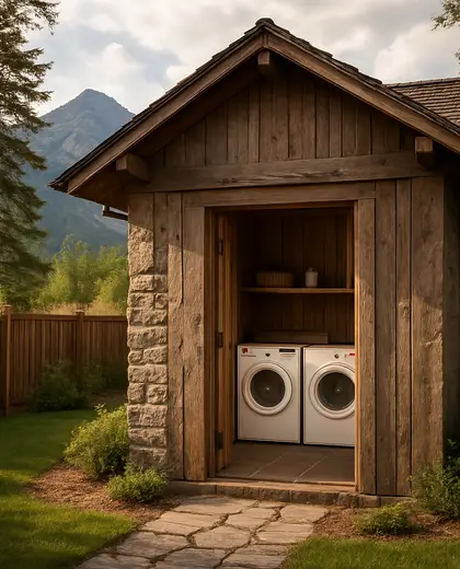 rustic backyard — laundry room (mountain)