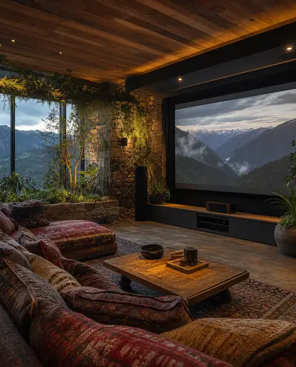 eclectic indoor garden — home cinema (mountain)