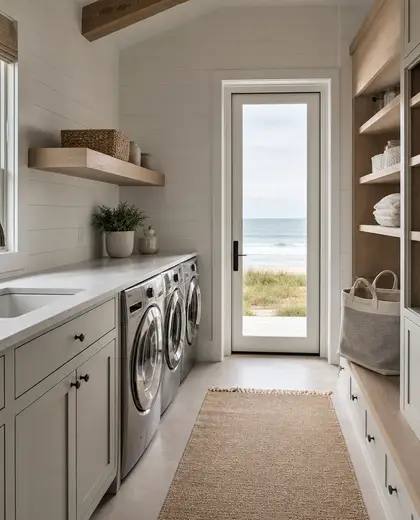 contemporary farmhouse — laundry room (ocean)