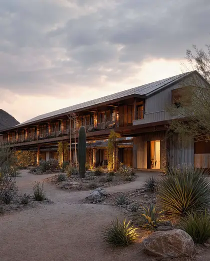 sustainable hotel — warehouse (desert)