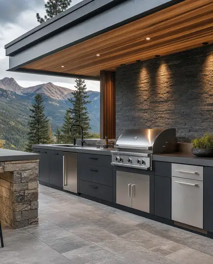 contemporary house — outdoor kitchen (mountain)