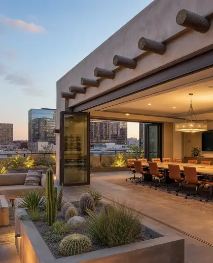 southwestern rooftop garden — conference hall (urban)
