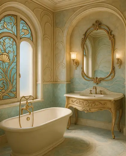 art nouveau apartment — bathroom (coastal)