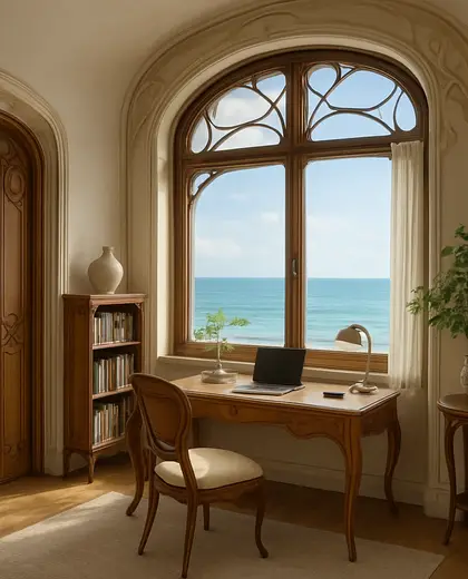 art nouveau salon — home office (coastal)