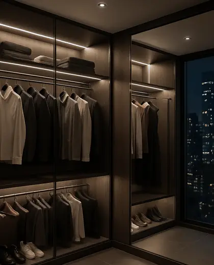 futuristic apartment — walk in closet (urban)