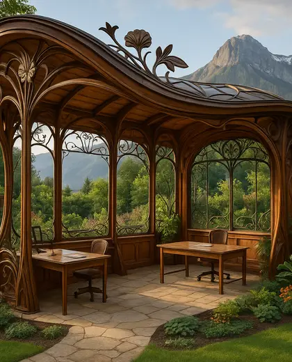 art nouveau backyard — open office (mountain)