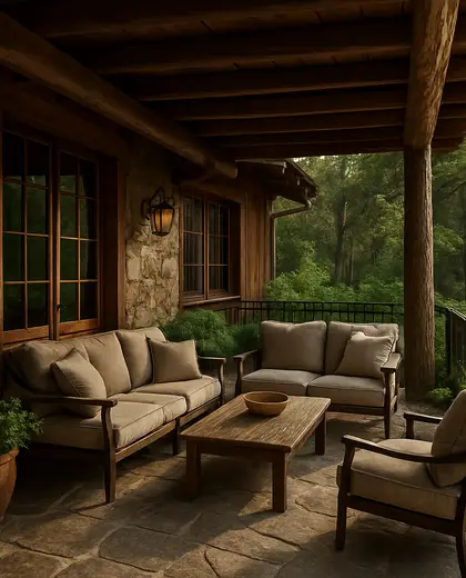 rustic apartment — patio (forest)