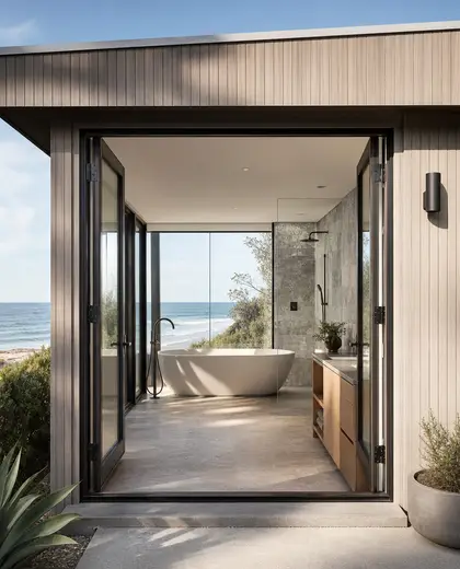 contemporary facade — bathroom (coastal)