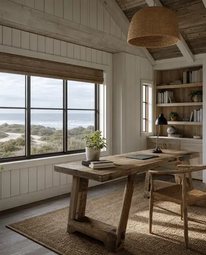 sustainable farmhouse — home office (coastal)