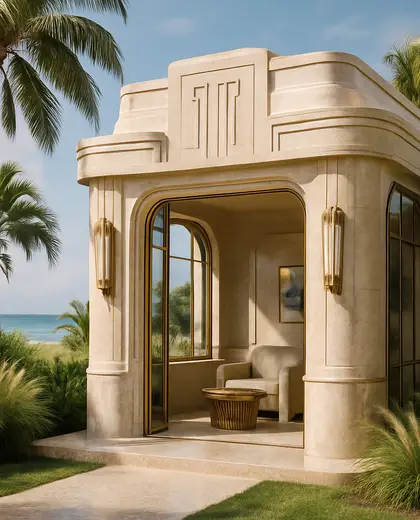 art deco backyard — room (coastal)