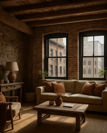 rustic house — living room (urban)