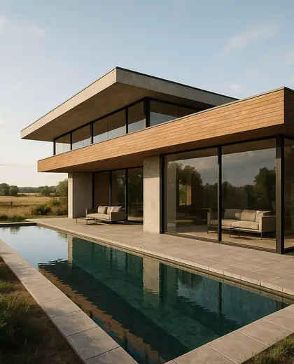 modern house — pool (rural)