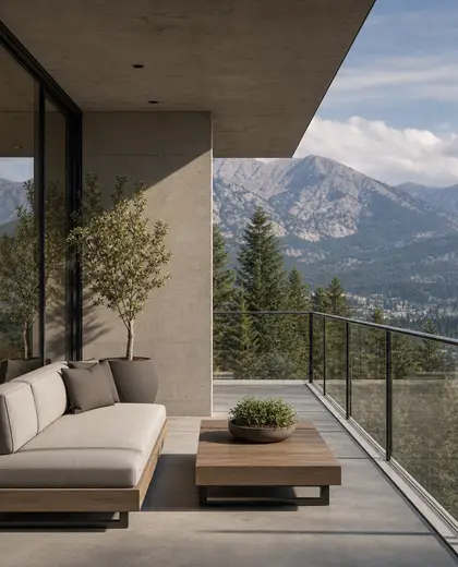 minimalist condo — patio (mountain)