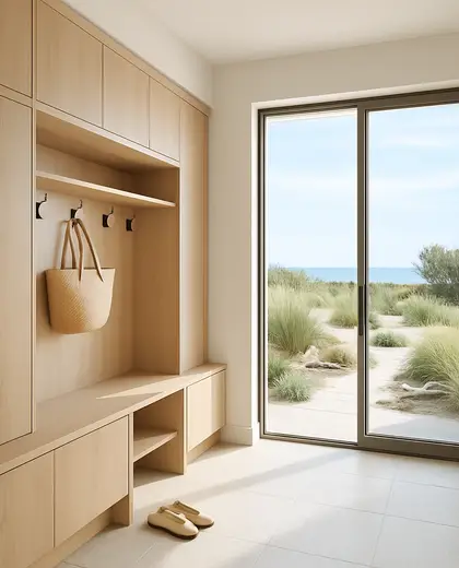 contemporary yard — mud room (beach)