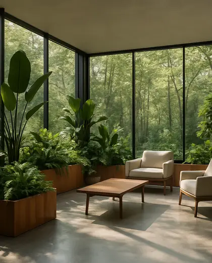 contemporary indoor garden — sunroom (forest)