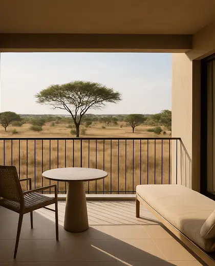 minimalist hotel — balcony (savanna)