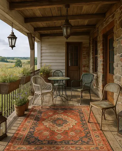 eclectic farmhouse — balcony (rural)