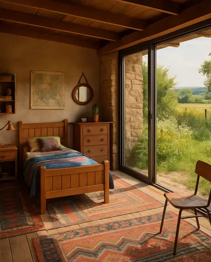 eclectic backyard — youth bedroom (rural)