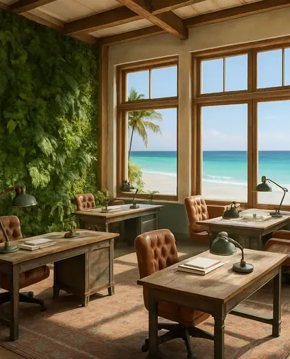 vintage vertical garden — open office (beach)