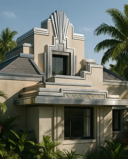 art deco home — roof (tropical)