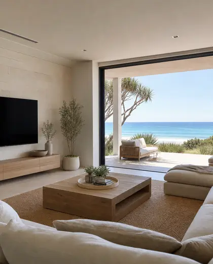 minimalist backyard — family room (coastal)