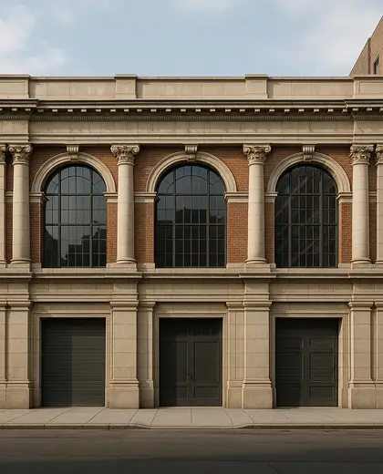 neoclassical facade — warehouse (urban)