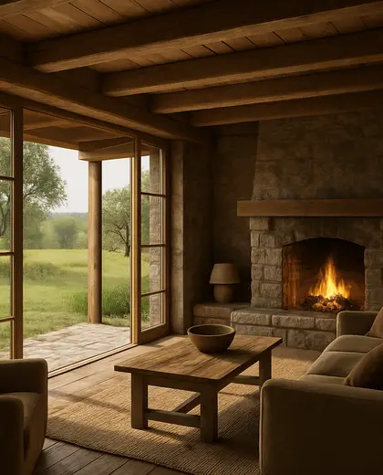 rustic yard — living room (rural)