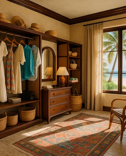 eclectic hotel — walk in closet (beach)