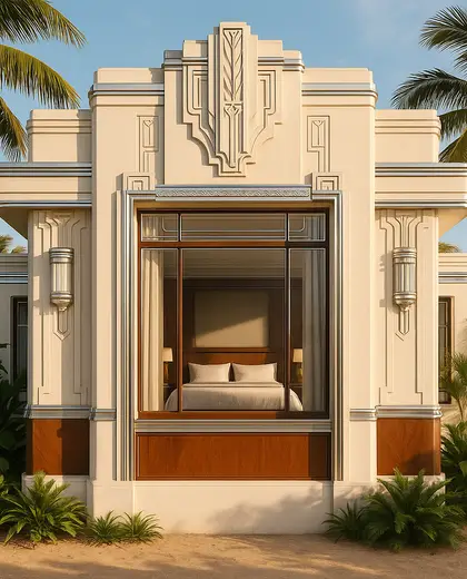 art deco facade — bedroom (beach)
