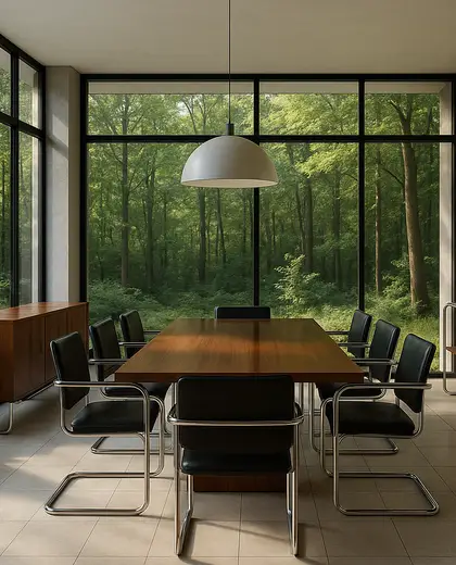 bauhaus apartment — formal dining room (forest)