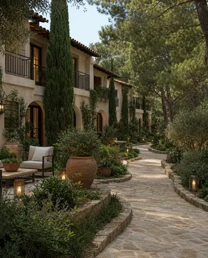 mediterranean hotel — garden (forest)