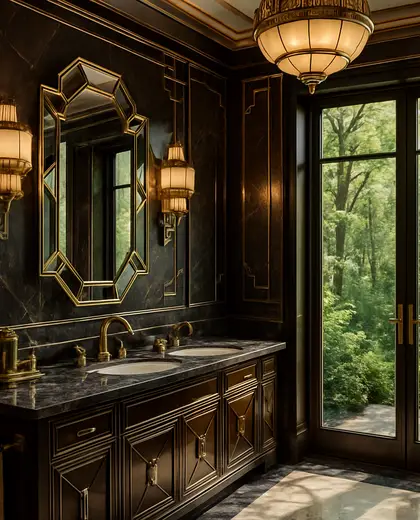 art deco house — bathroom (forest)