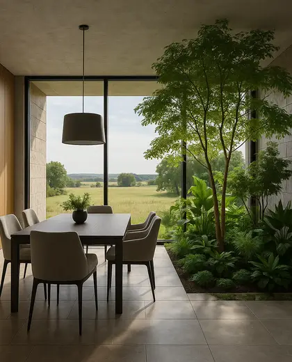 contemporary indoor garden — formal dining room (rural)