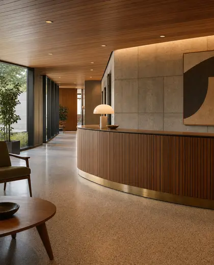 mid-century modern building — reception (space)