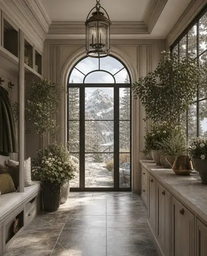 neoclassical indoor garden — mud room (alpine)