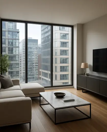 modern condo — family room (urban)