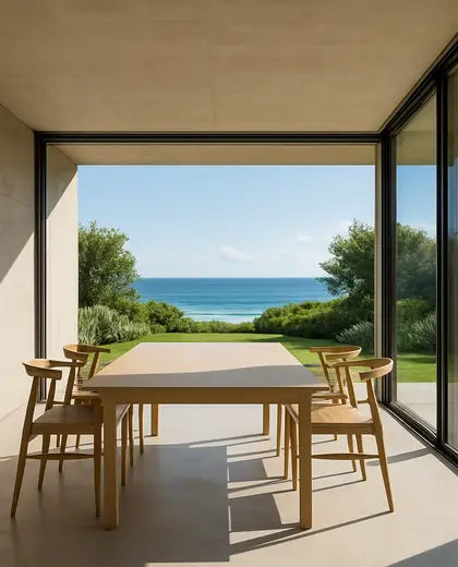 minimalist backyard — informal dining room (ocean)