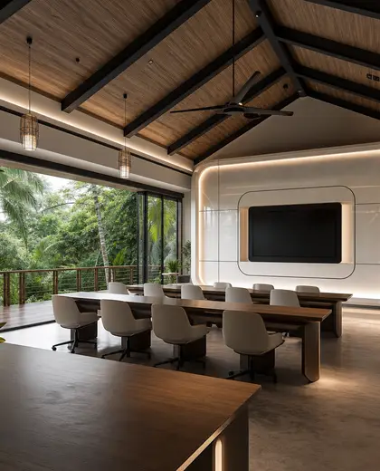 futuristic farmhouse — training room (tropical)