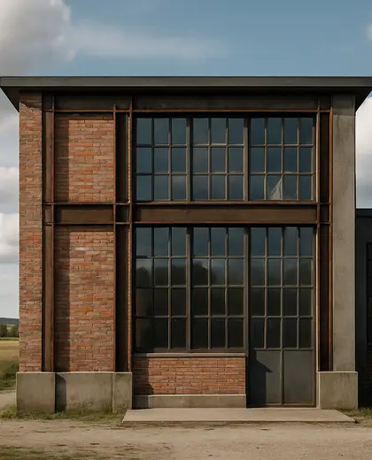 industrial facade — youth room (rural)