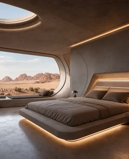 futuristic home — bedroom (desert)